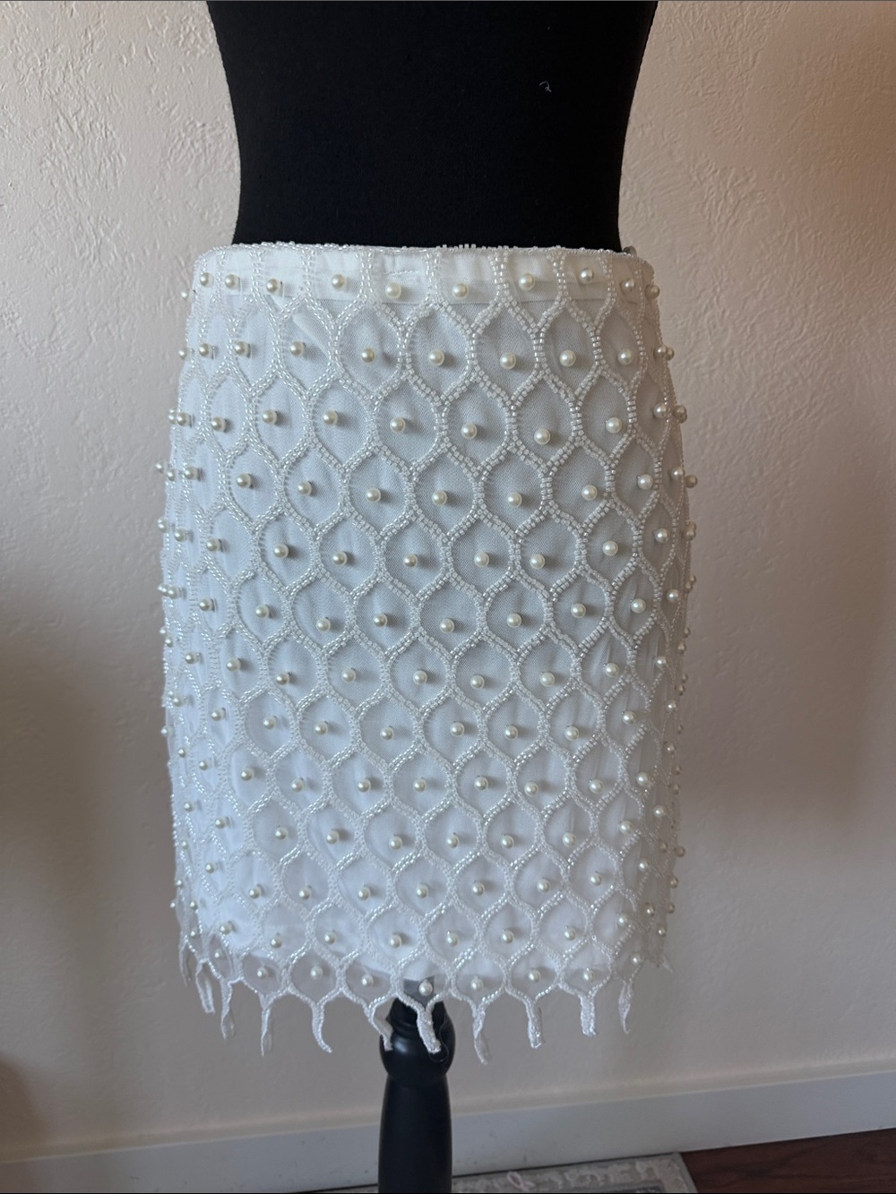 NWT 12th TRIBE White Pearl-Embellished Women’s Skirt SIZE MEDIUM
